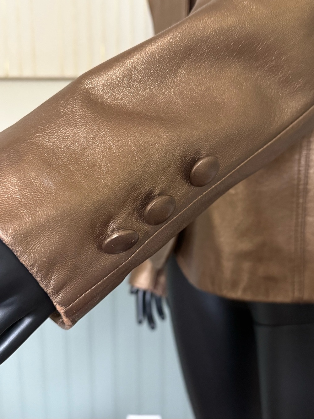 Bernardo Women’s Bronze Genuine Leather Blazer Jacket Holiday Party | Large - Picture 7 of 14